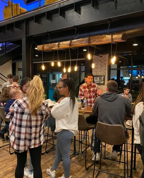 A busy evening on the Kairos Coffeehouse floor