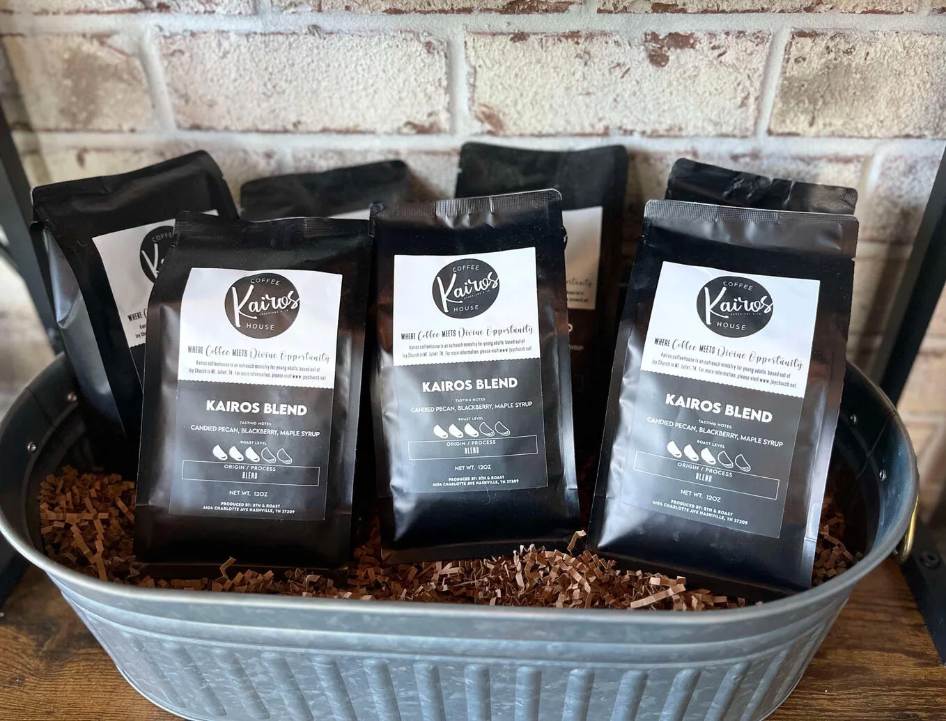 Bags of Kairos Blend coffee