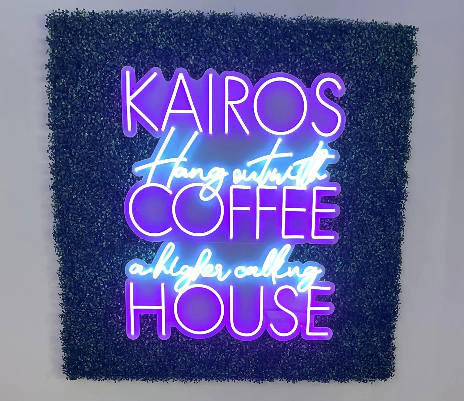 The Kairos Coffee House neon sign