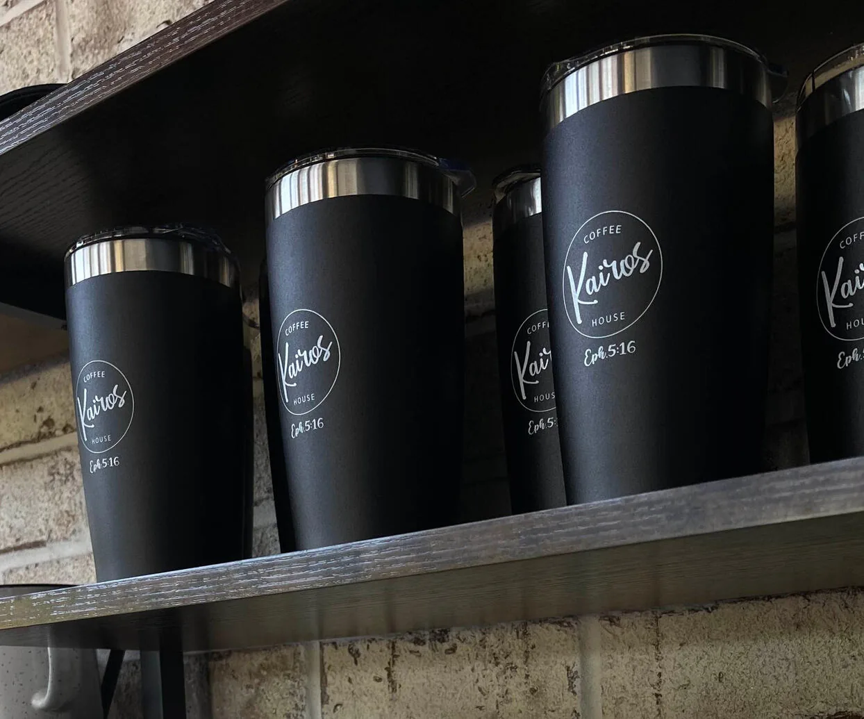 Kairos Coffeehouse travel tumblers