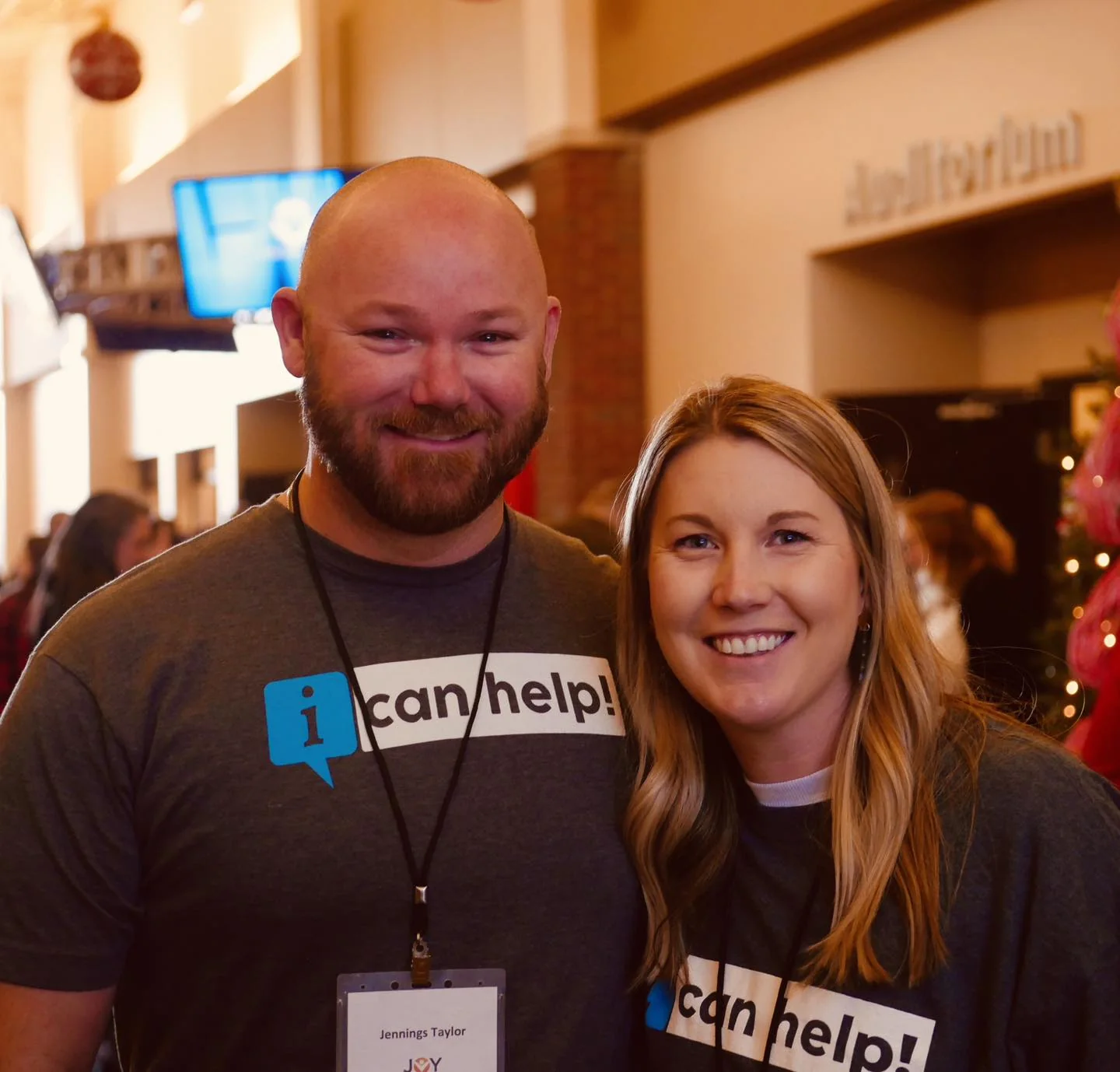 A couple serving together on the welcome team