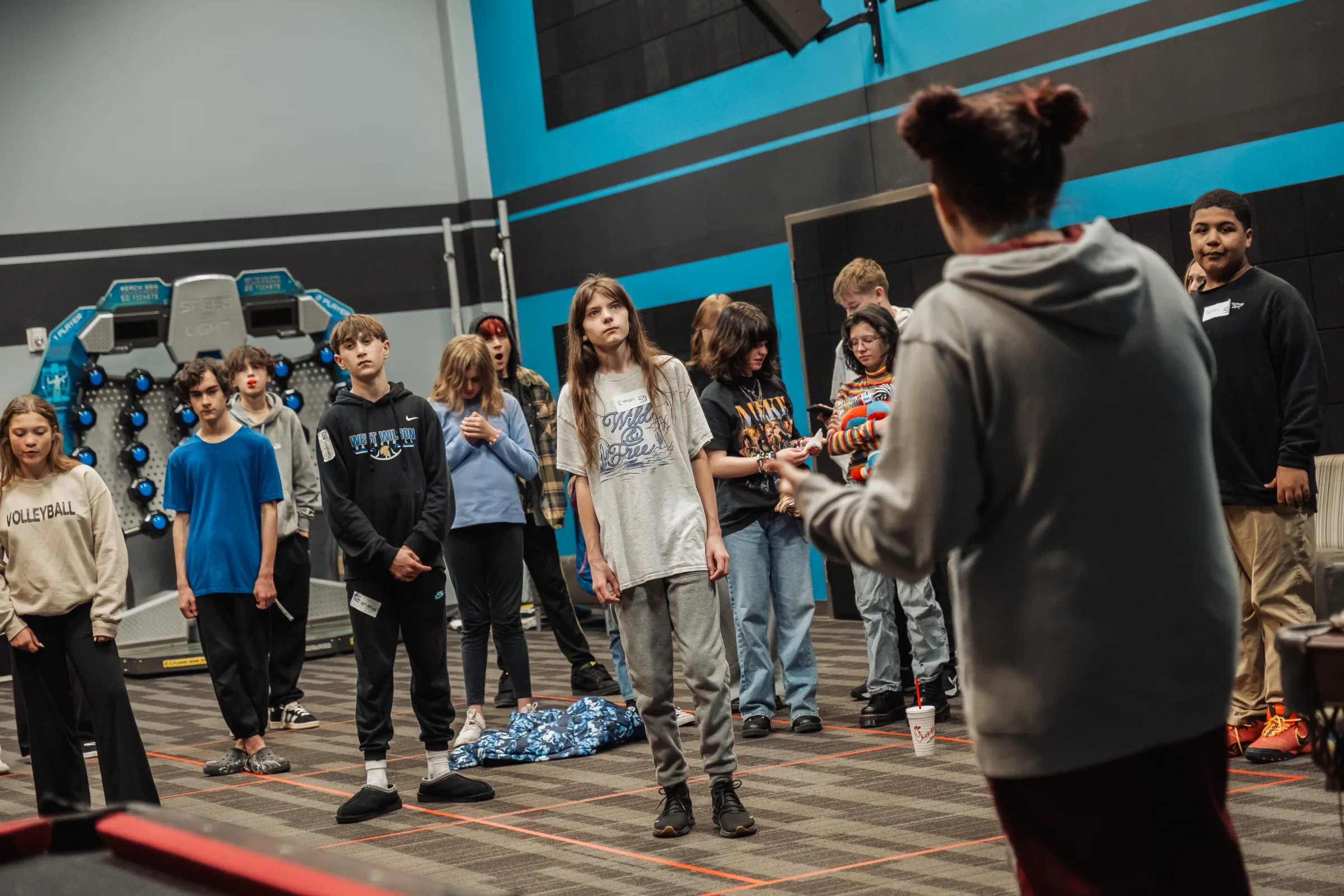 Students playing a group game