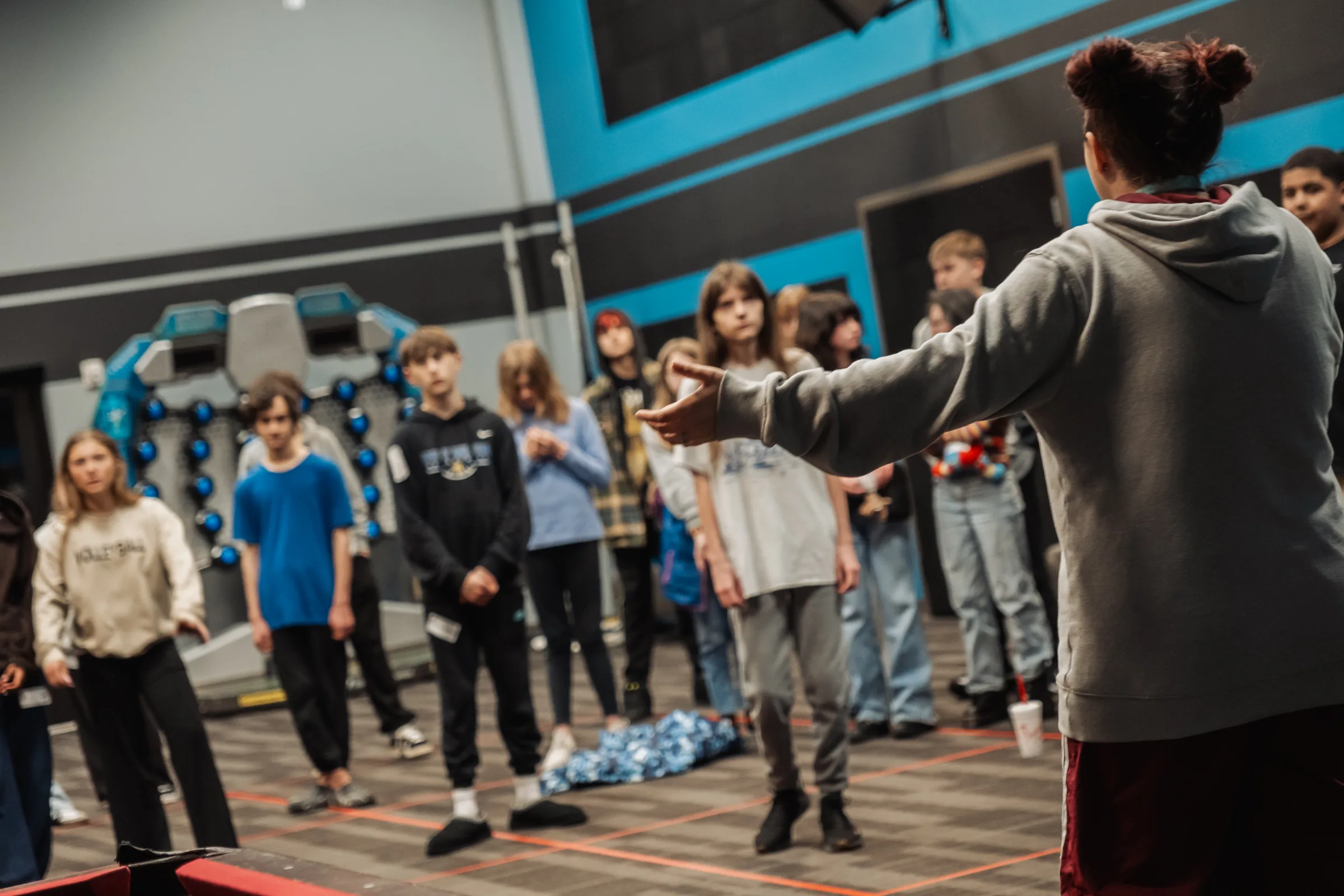 Students playing a group game