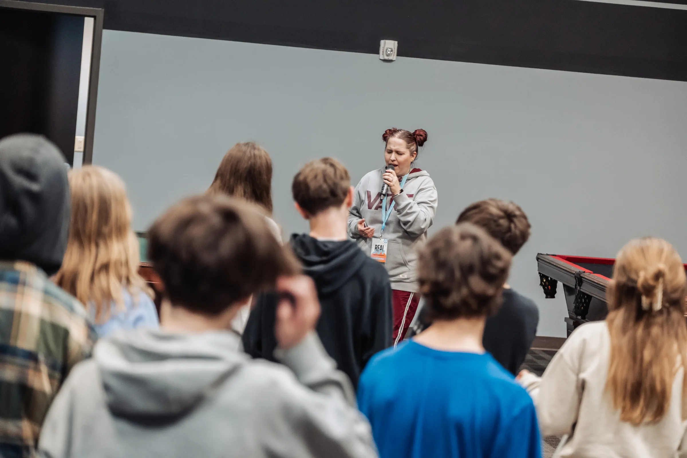 Students gathered for a game